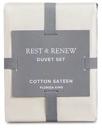 Rest & Renew Cotton Sateen Beige 300 Thread Duvet Set