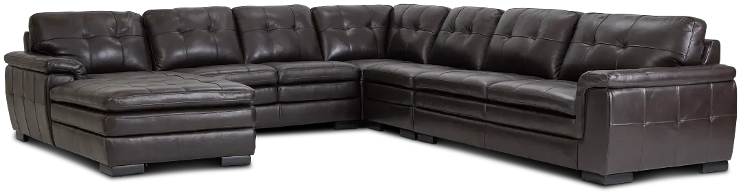 Braden Dark Brown Leather Large Left Chaise Sectional Braden Dark Brown Leather Large Left Chaise Sectional