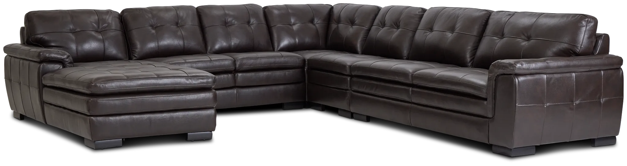 Braden Dark Brown Leather Large Left Chaise Sectional