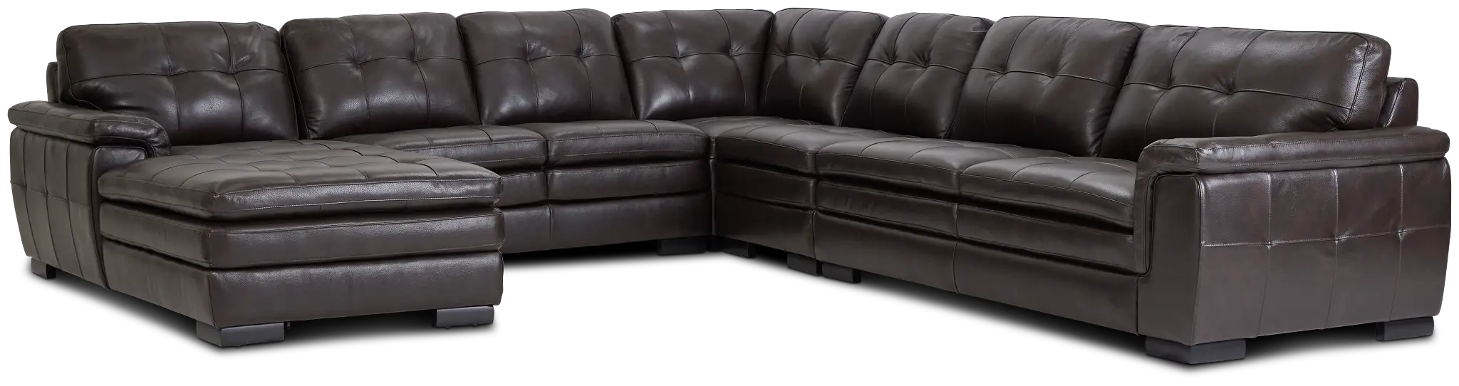 Braden Dark Brown Leather Large Left Chaise Sectional Braden Dark Brown Leather Large Left Chaise Sectional