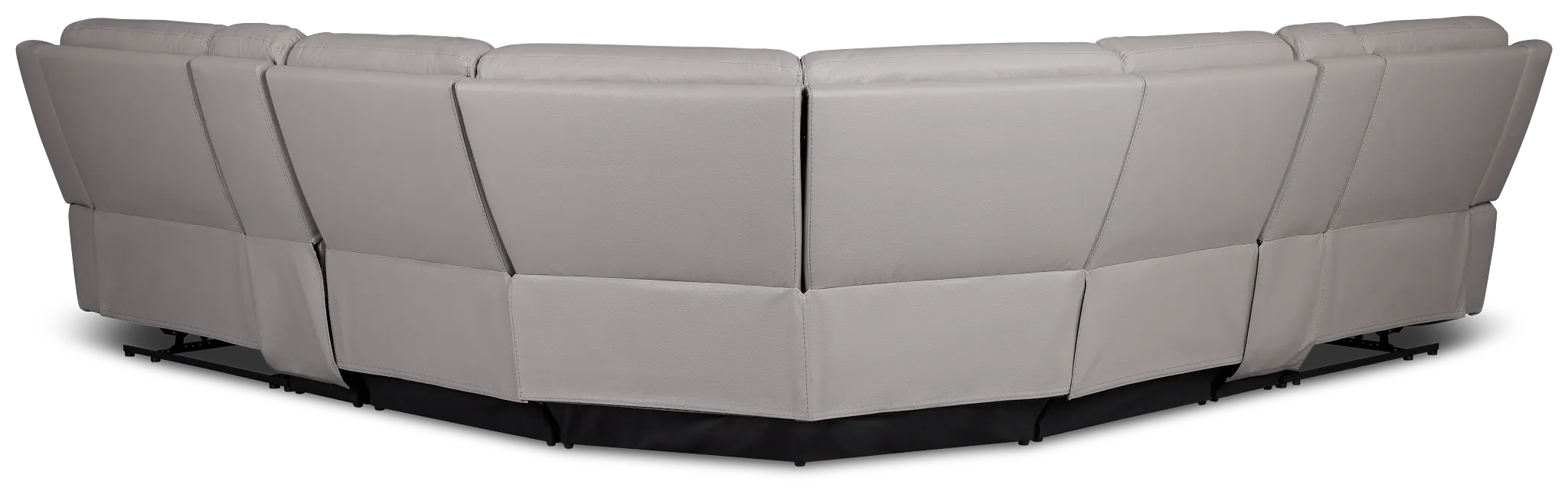 Walker Light Gray Lthr/vinyl Large Dual Manually Reclining Two-arm Sectional