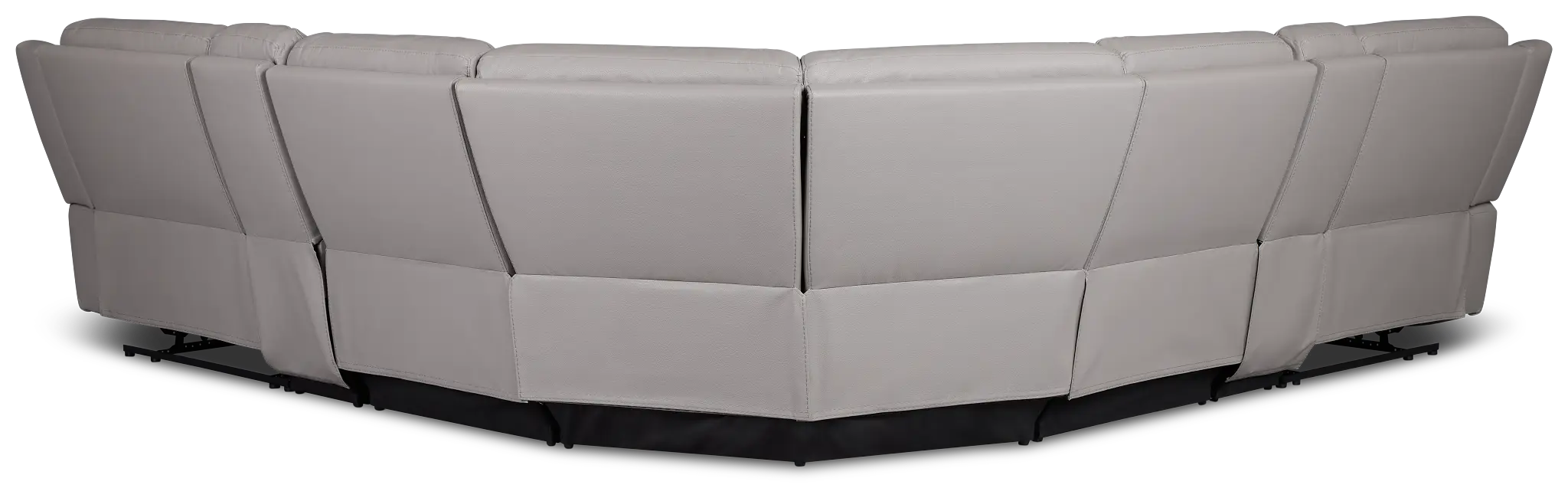 Walker Light Gray Lthr/vinyl Large Dual Manually Reclining Two-arm Sectional Walker Light Gray Lthr/vinyl Large Dual Manually Reclining Two-arm Sectional