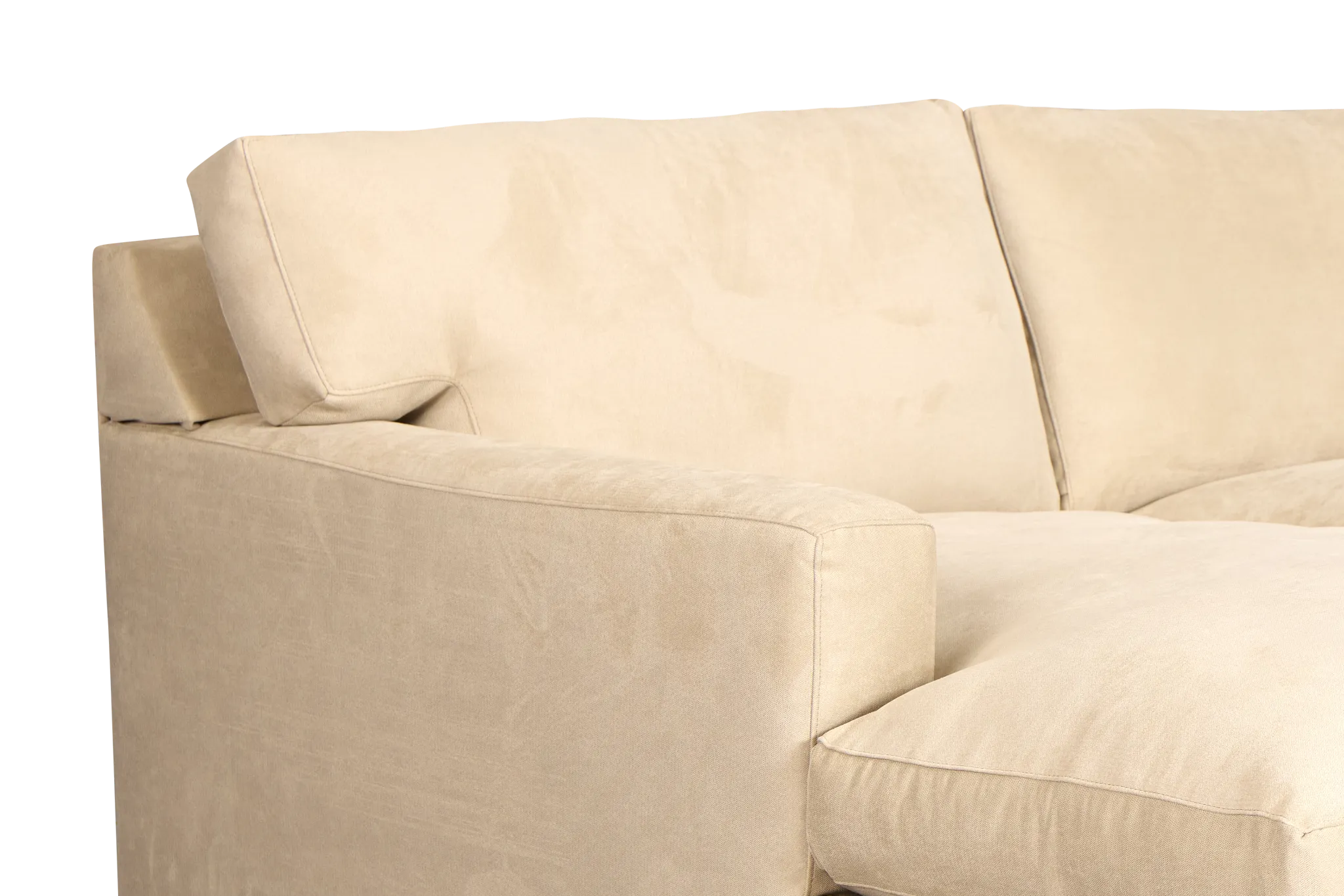 Hudson Beige Fabric Large Left Chaise Wedge Sectional