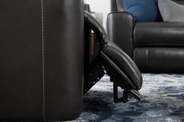 Benji Dark Gray Lthr/vinyl Zero Gravity Power Recliner W/headrest