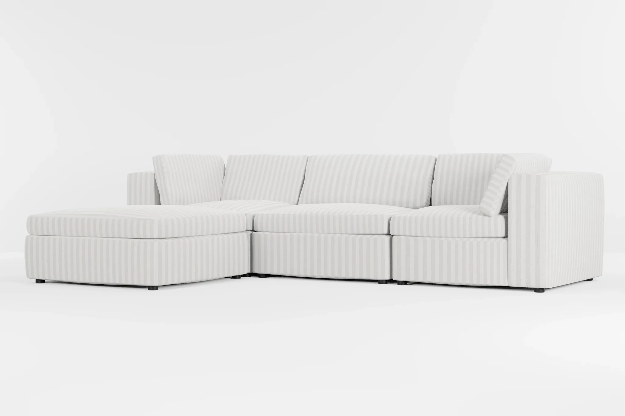 Destin Sea Lane Light Gray Fabric 4-piece Bumper Sectional