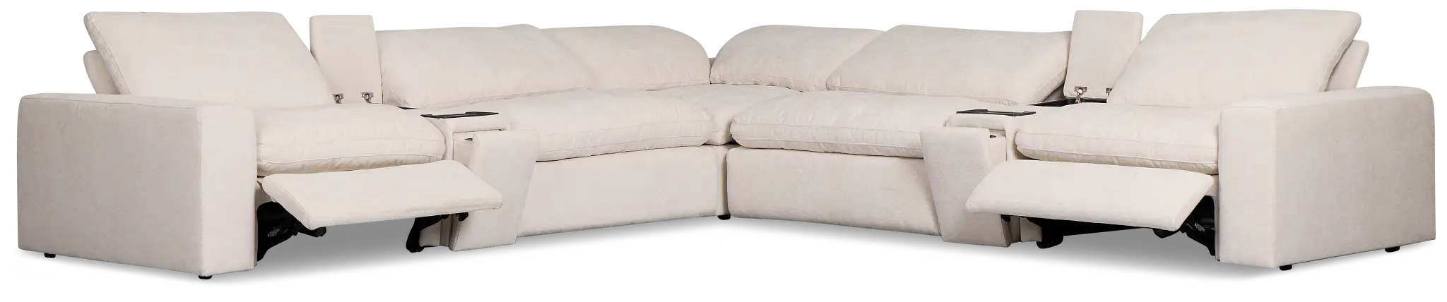 Drift Light Beige Fabric Large Dual Power Reclining Two-arm Sectional Drift Light Beige Fabric Large Dual Power Reclining Two-arm Sectional