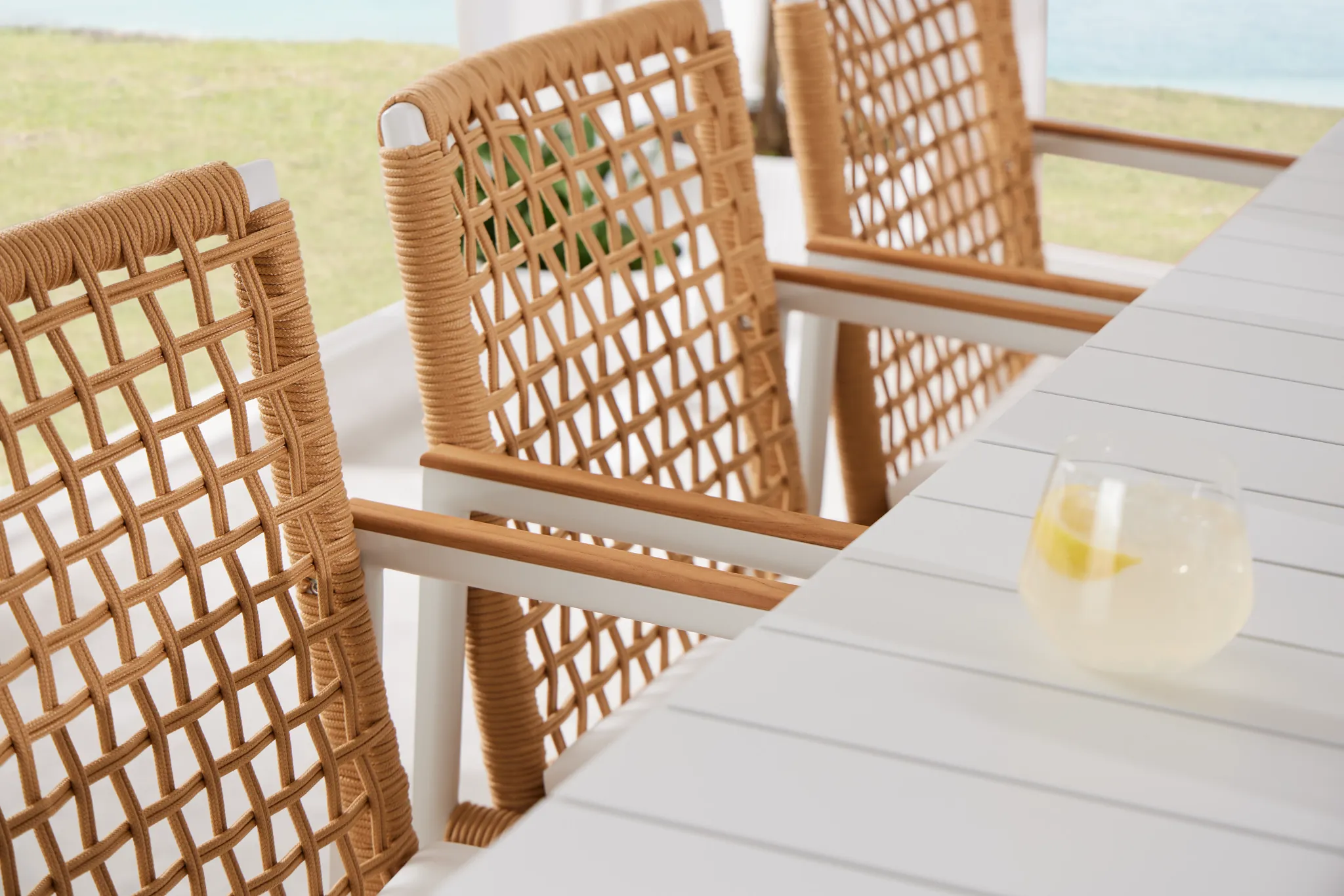 Sunrise White Teak Arm Chair