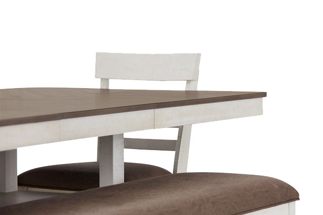 Huntsville Two-tone Rect High Table, 4 Barstools & High Bench