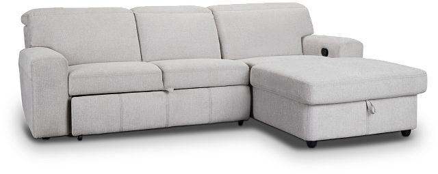 Callum Light Gray Storage Small Right Chaise Sleeper Sectional