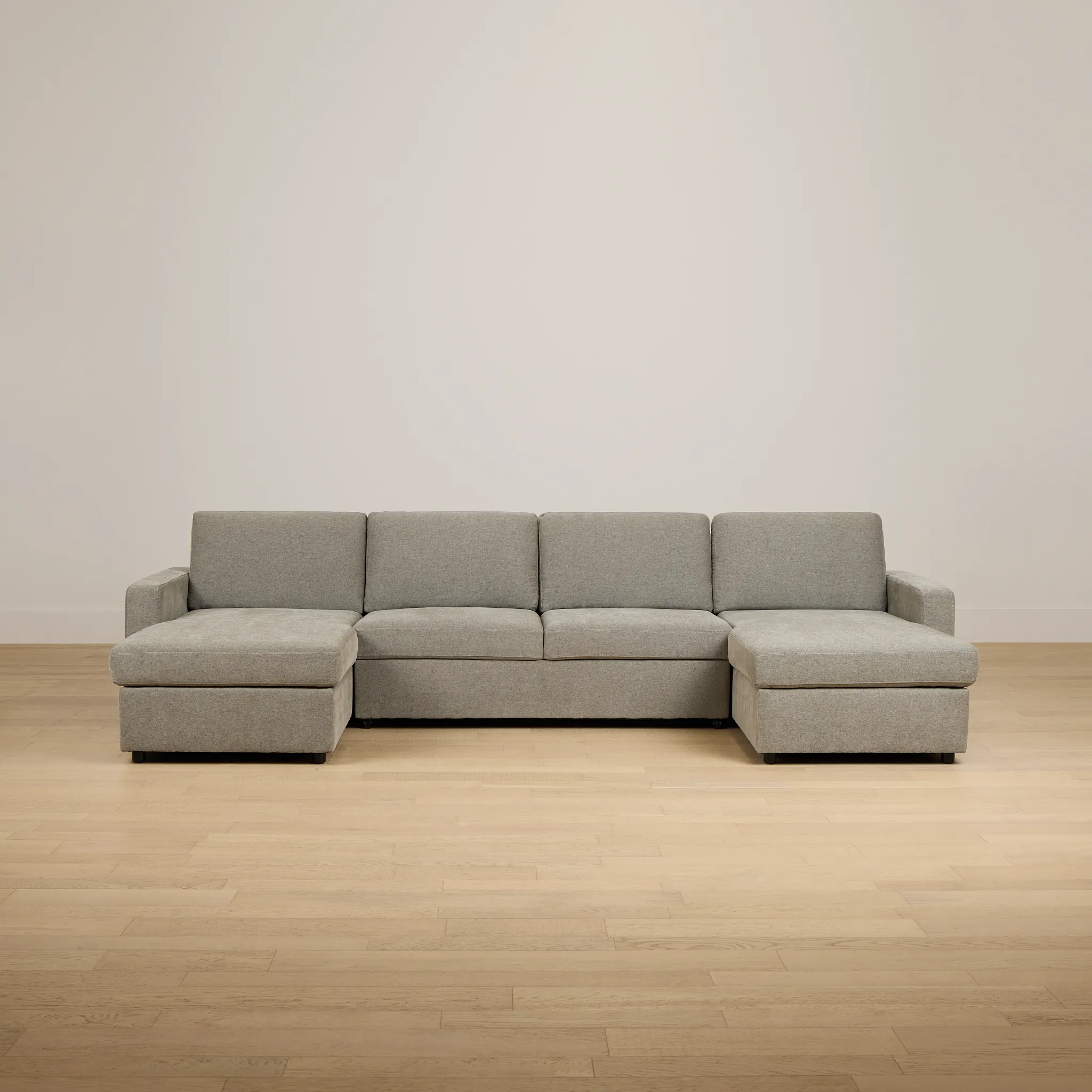 Addie Gray Fabric Double Chaise Sleeper Storage Sectional