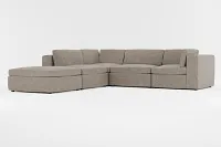 Destin Elite Brown Fabric 5pc Bumper Sectional