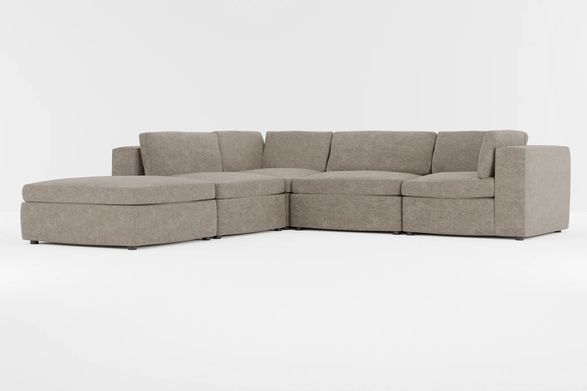 Destin Elite Brown Fabric 5pc Bumper Sectional