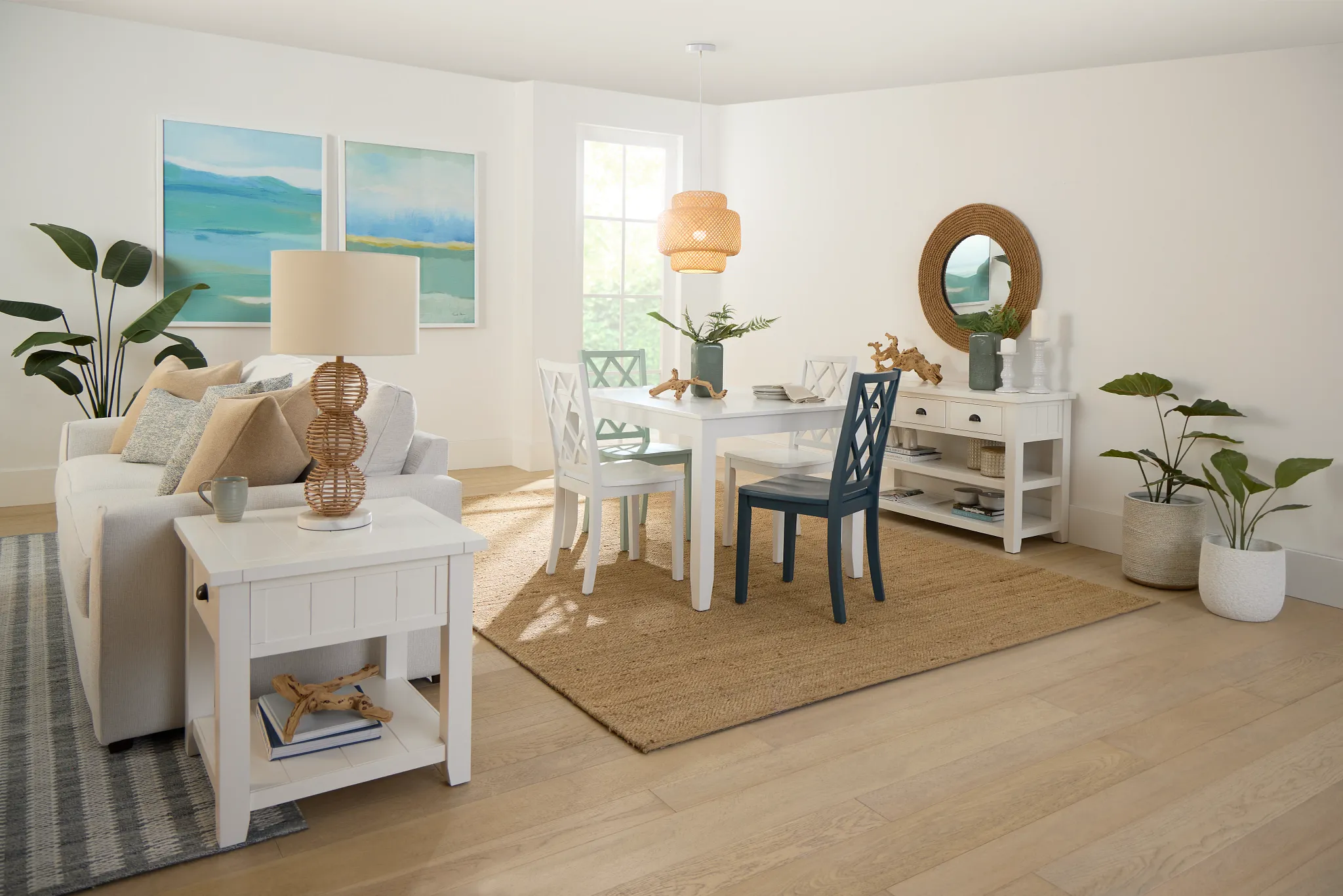 Edgartown White Rectangular Table And Mixed Chairs