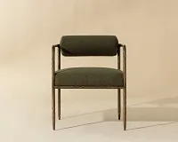 Ajan Dark Green Fabric Upholstered Arm Chair