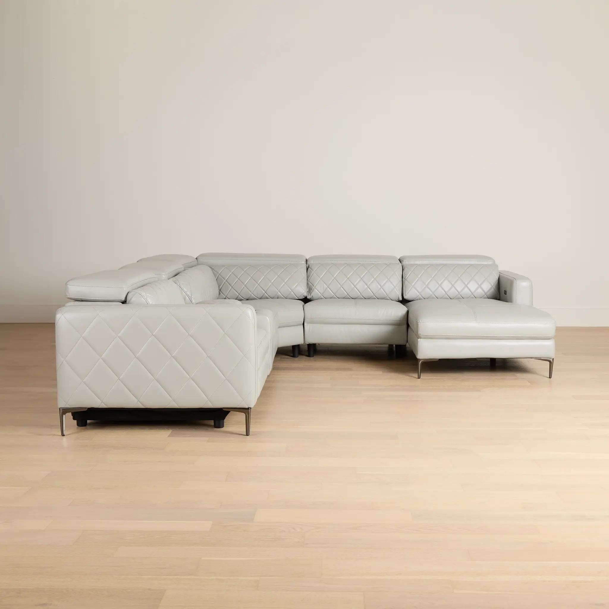 Ava Light Gray Micro Small Dual Power Right Chaise Sectional Ava Light Gray Micro Small Dual Power Right Chaise Sectional