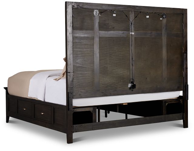 Heron Cove Dark Tone Storage Panel Bed With Lights