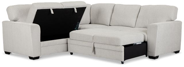 Everly Gray Fabric Small 2-arm Right Sleeper Storage Sectional