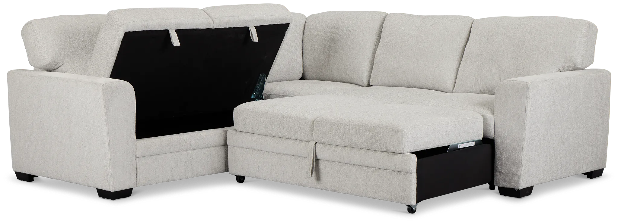 Everly Gray Fabric Small 2-arm Right Sleeper Storage Sectional