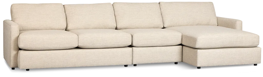 Maxwell Light Gray Fabric Small Right Chaise Sectional