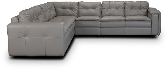 Rowan Gray Leather Large Two-arm Sectional