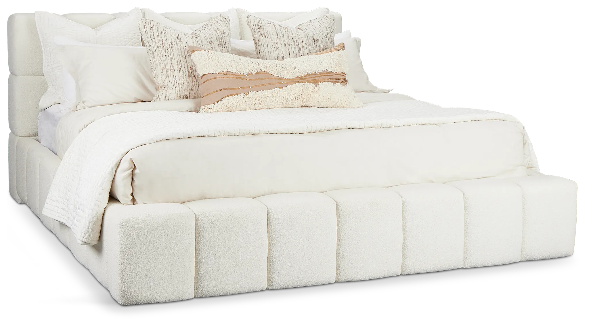 Malibu Light Beige Tufted Platform Bed