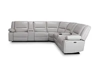 Peyton Light Gray Lthr/vinyl Large Dual Power Reclining Two-arm Sectional
