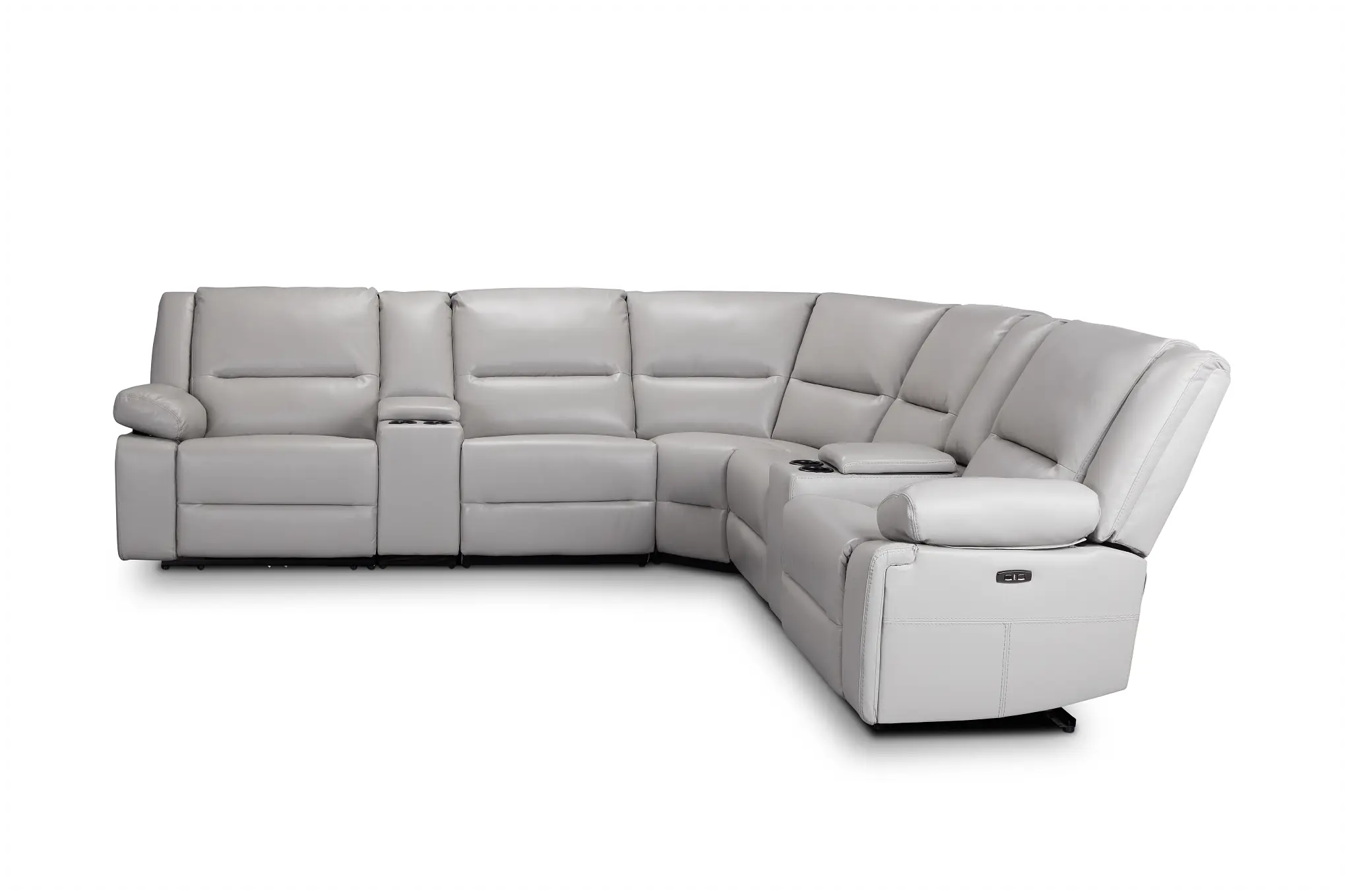 Peyton Light Gray Lthr/vinyl Large Dual Power Reclining Two-arm Sectional Peyton Light Gray Lthr/vinyl Large Dual Power Reclining Two-arm Sectional