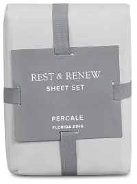 Rest & Renew Percale Cotton Gray 200 Thread Sheet Set