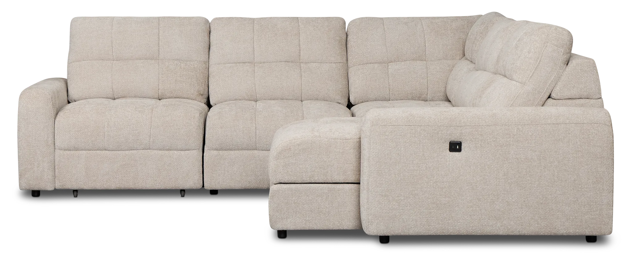 Hendrix Light Taupe Fabric Small Right Chaise Power Extension Sectional