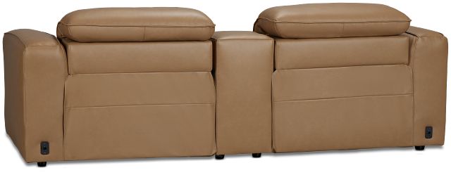 Ryland Brown Lthr/vinyl Power Reclining Console Sofa