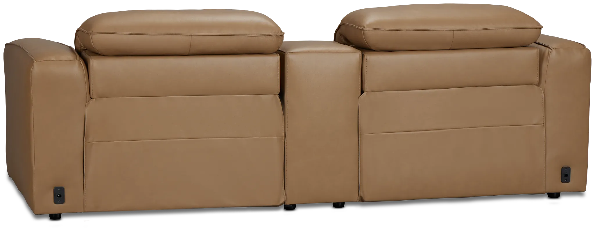 Ryland Brown Lthr/vinyl Power Reclining Console Sofa