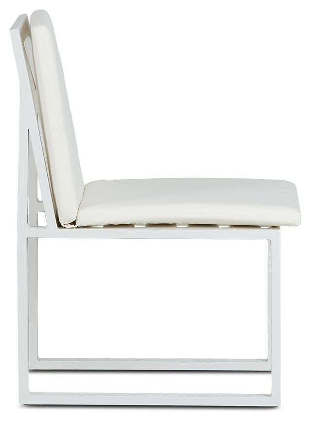 Linear White Aluminum Cushioned Chair