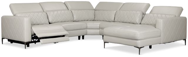 Ava Light Gray Micro Small Right Chaise Power Reclining Sectional