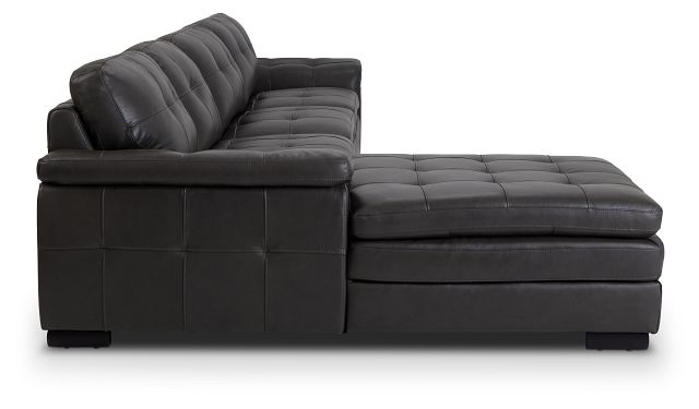 Braden Dark Gray Leather Small Left Chaise Sectional