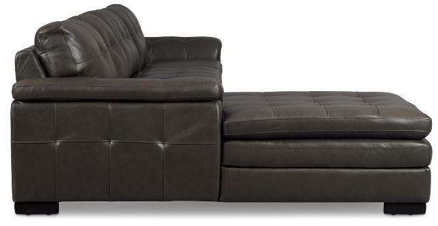 Braden Dark Gray Leather Small Left Chaise Sectional