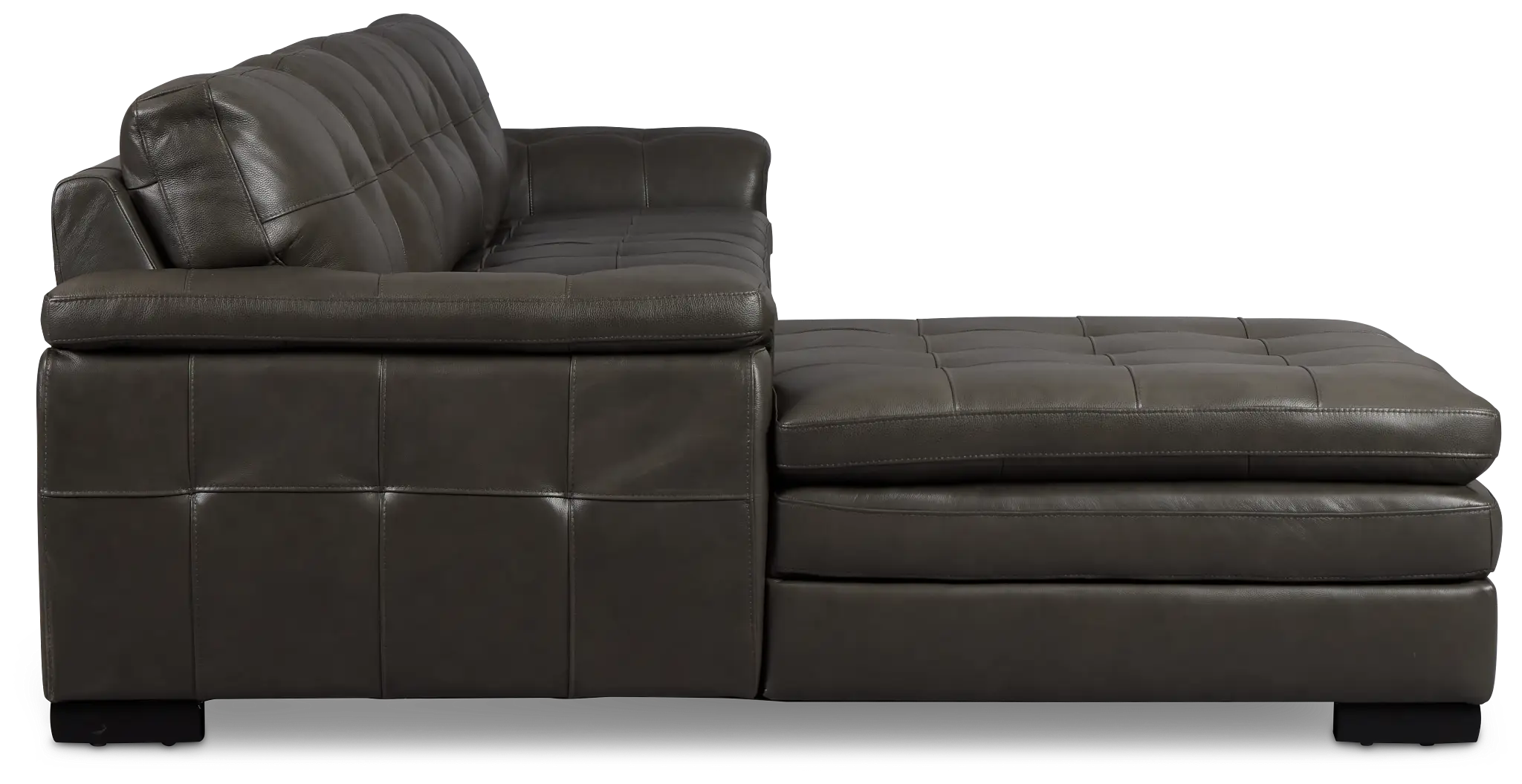 Braden Dark Gray Leather Small Left Chaise Sectional Braden Dark Gray Leather Small Left Chaise Sectional