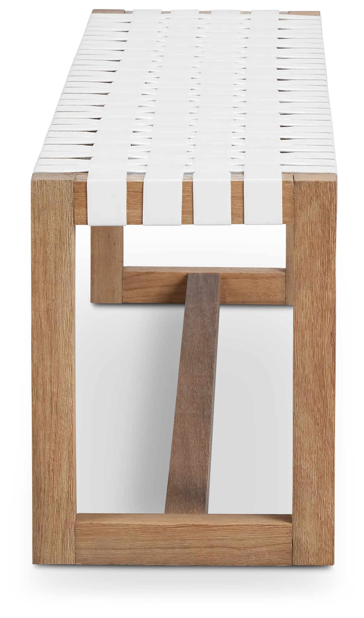 Haven White Woven Upholstered Dining Bench