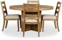 Tahoe Light Tone Round Table & 4 Slat Chairs