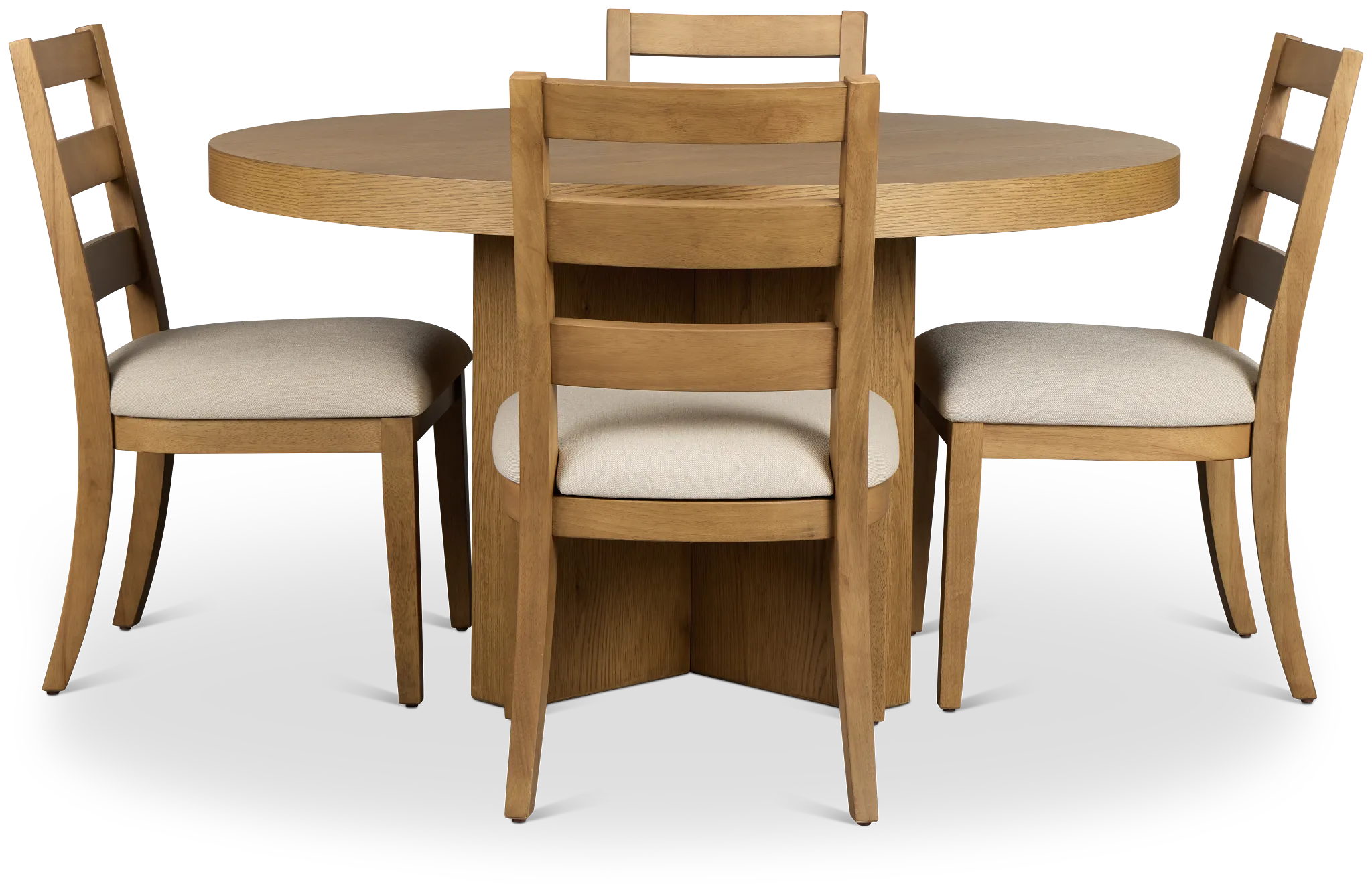 Tahoe Light Tone Round Table & 4 Slat Chairs