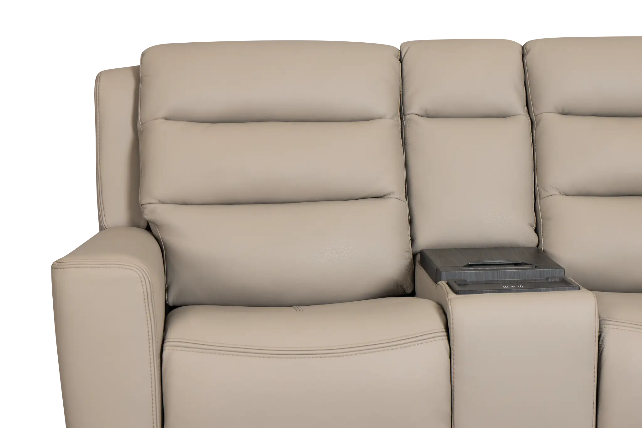 Wilder Taupe Leather Power Reclining Console Loveseat With Refrigerator Wilder Taupe Leather Power Reclining Console Loveseat With Refrigerator