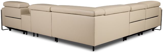 Atlas Taupe Lthr/vinyl Medium Triple Power 2-arm Sectional