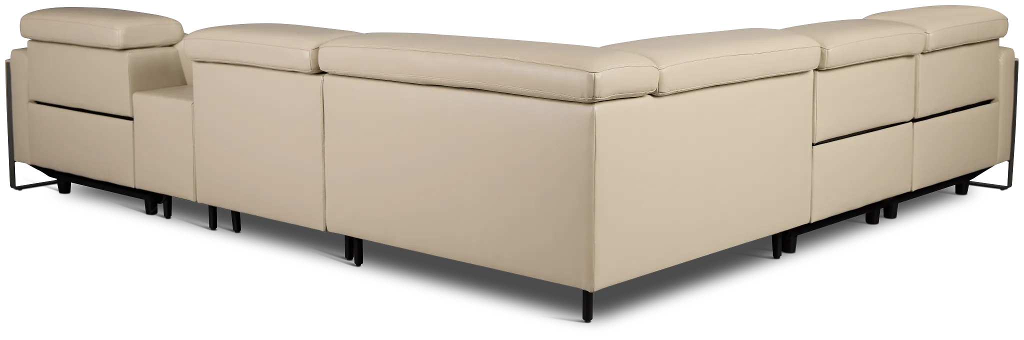 Atlas Taupe Lthr/vinyl Medium Triple Power 2-arm Sectional