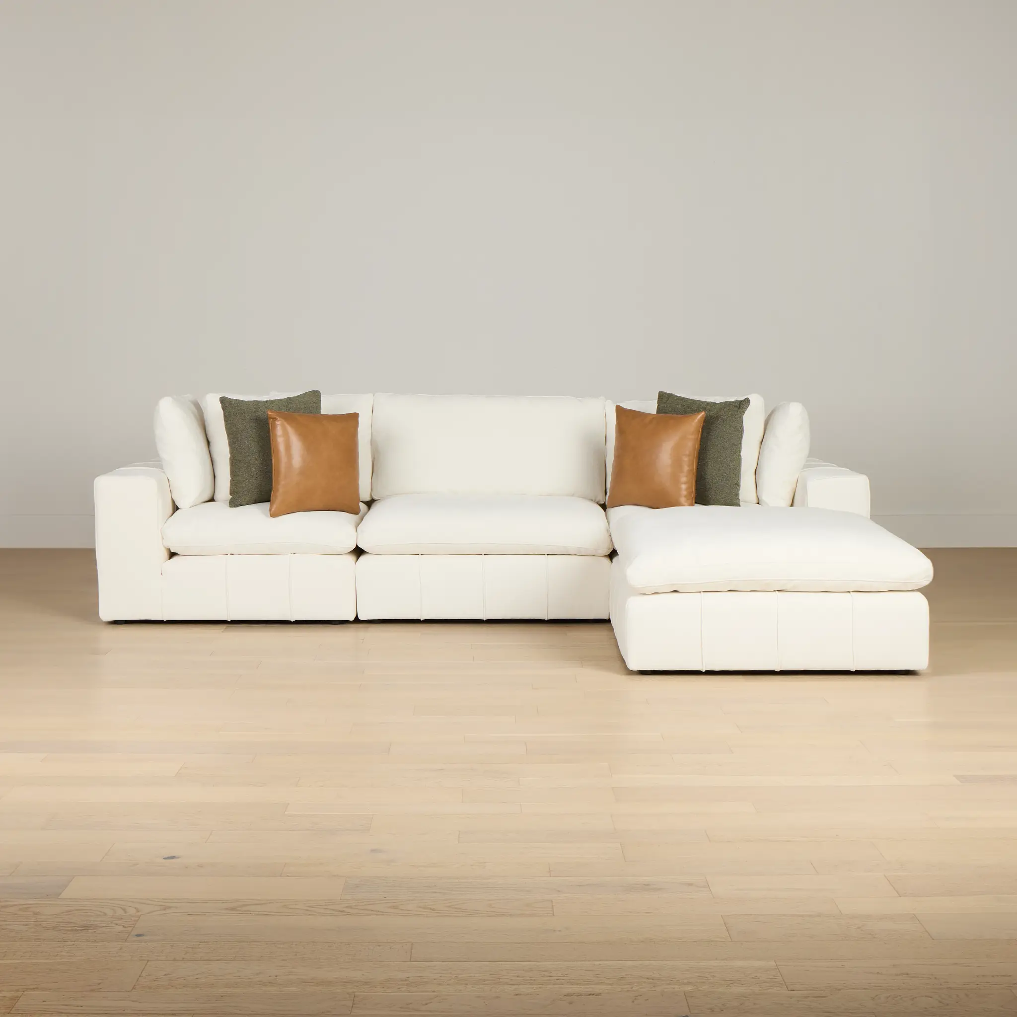 Cruz White Fabric 4-piece Bumper Sectional Cruz White Fabric 4-piece Bumper Sectional