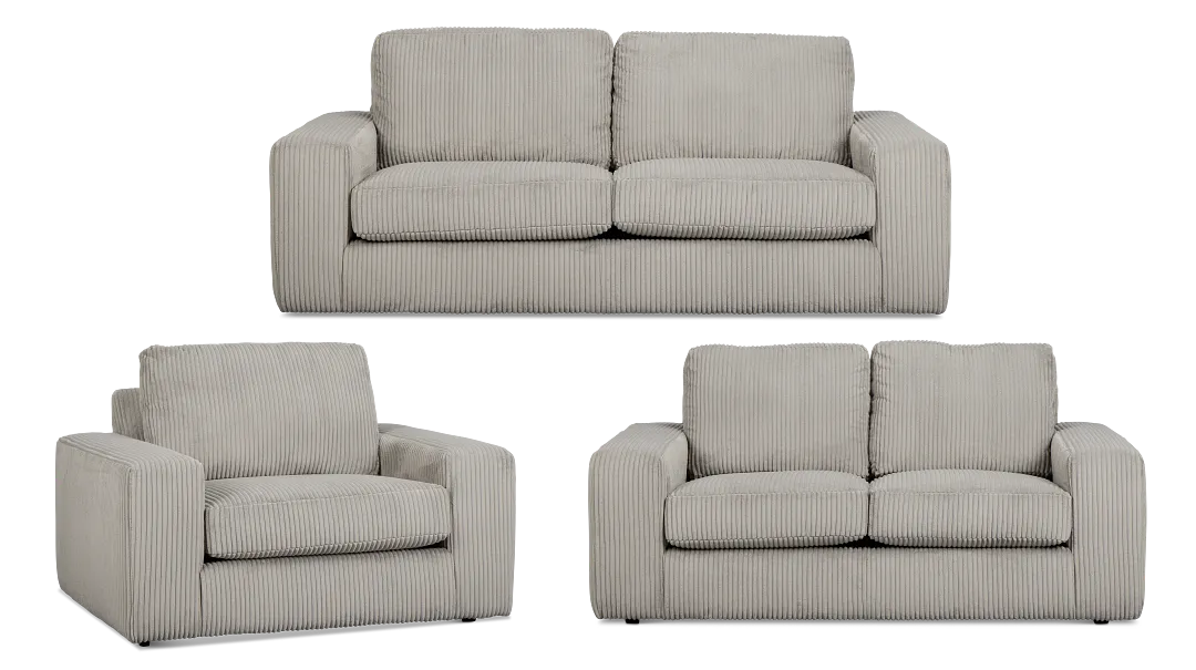 Charlie Gray Fabric Living Room