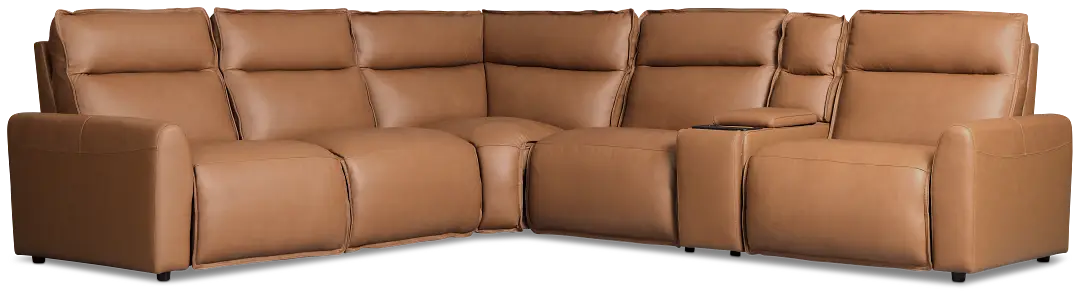 Edison Medium Brown Leather/Vinyl Medium Triple Power 2-arm Sectional Edison Medium Brown Leather/Vinyl Medium Triple Power 2-arm Sectional