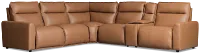 Edison Medium Brown Leather/Vinyl Medium Triple Power 2-arm Sectional