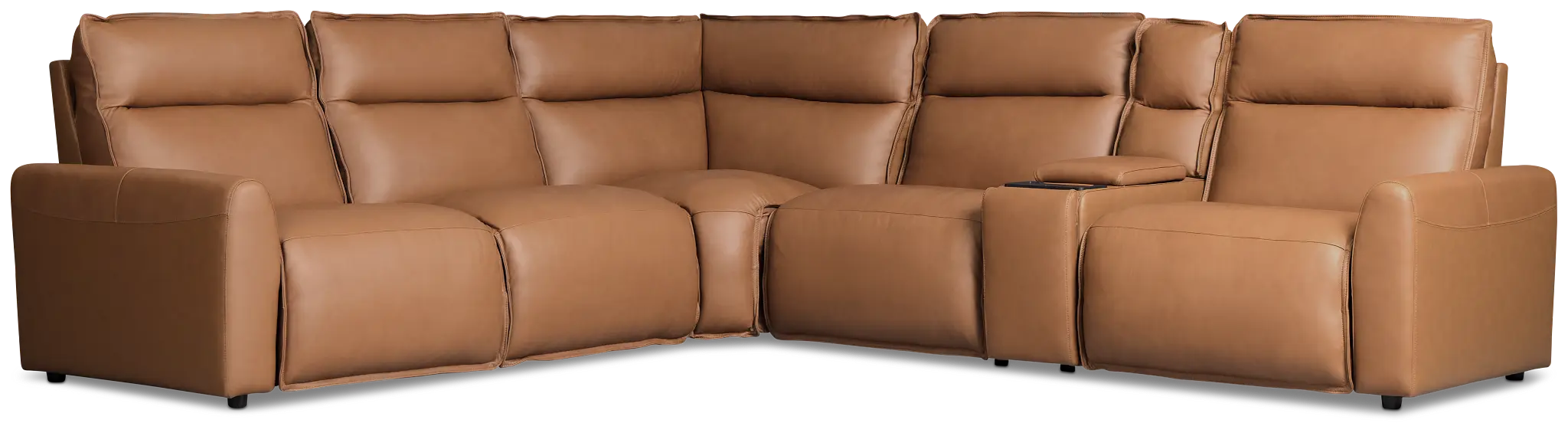 Edison Medium Brown Leather/Vinyl Medium Triple Power 2-arm Sectional Edison Medium Brown Leather/Vinyl Medium Triple Power 2-arm Sectional