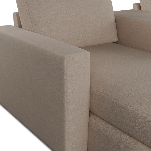 Citymod Beige Fabric Small Left Chaise Sectional With Media Console