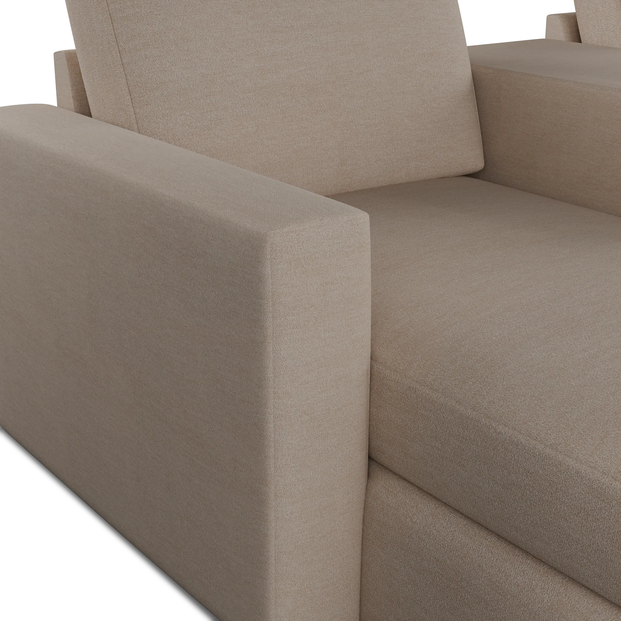 Citymod Beige Fabric Small Left Chaise Sectional With Media Console