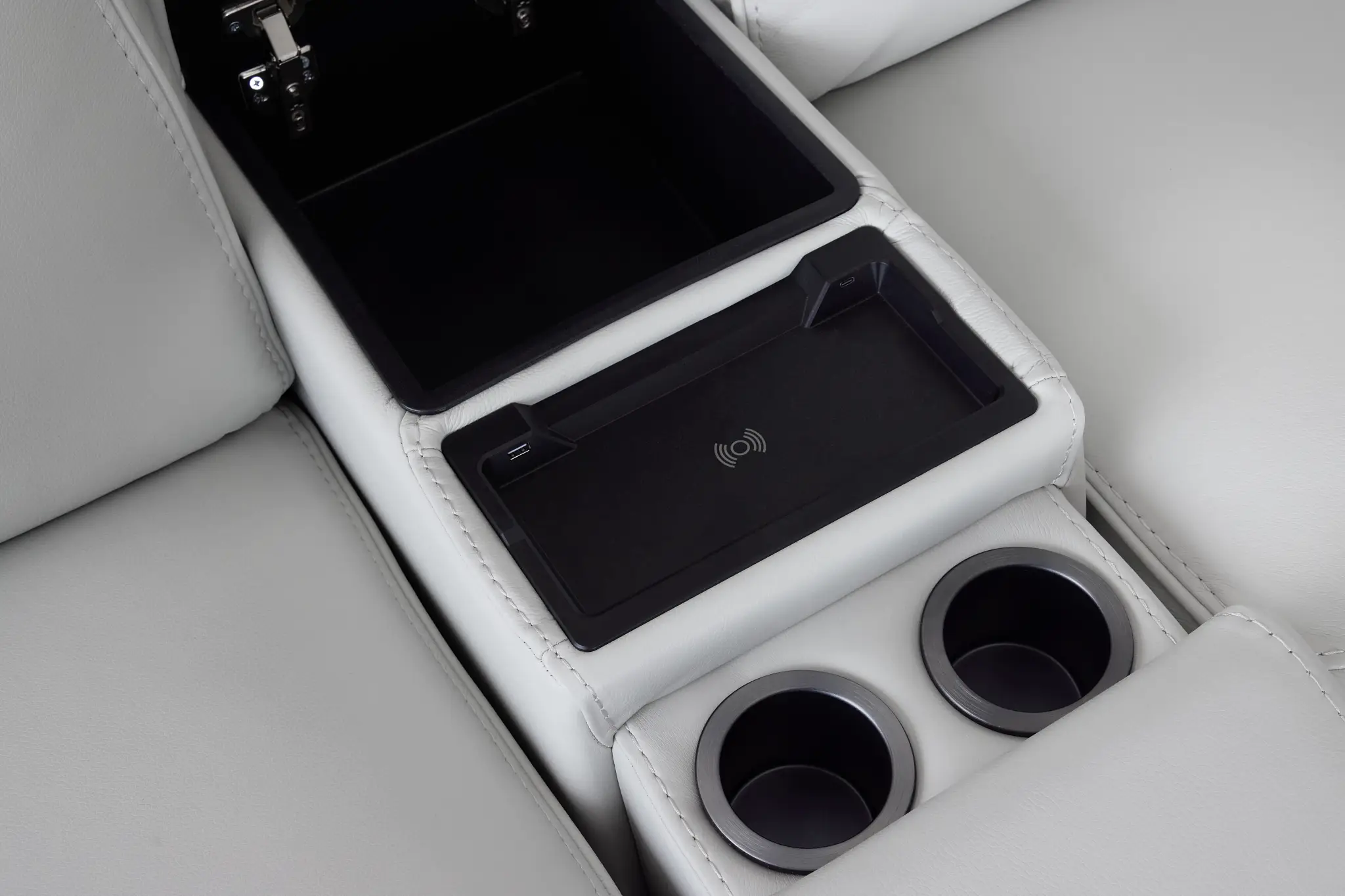 Reign Gray Lthr/vinyl Large Dual Power Reclining Two-arm Sectional Reign Gray Lthr/vinyl Large Dual Power Reclining Two-arm Sectional